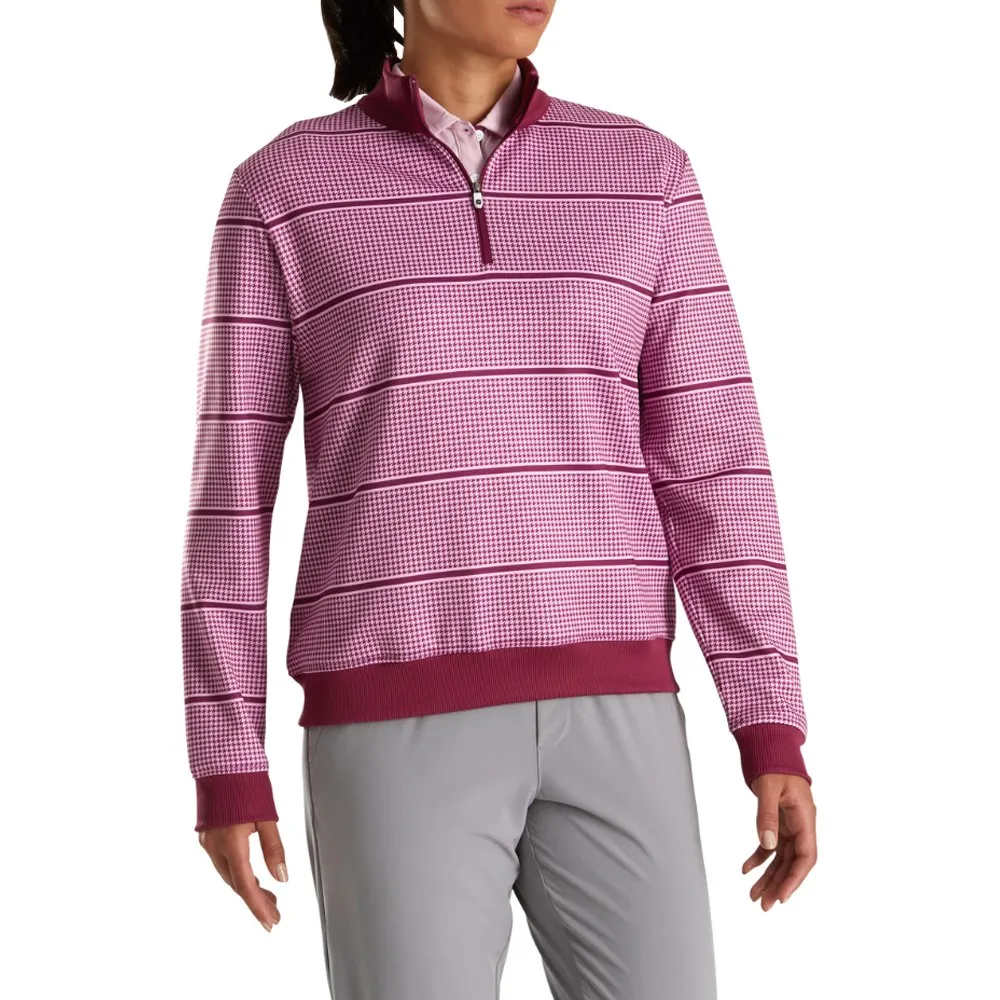 FootJoy Half Zip Houndstooth Print Midlayer Golf Pullover 2022 Women