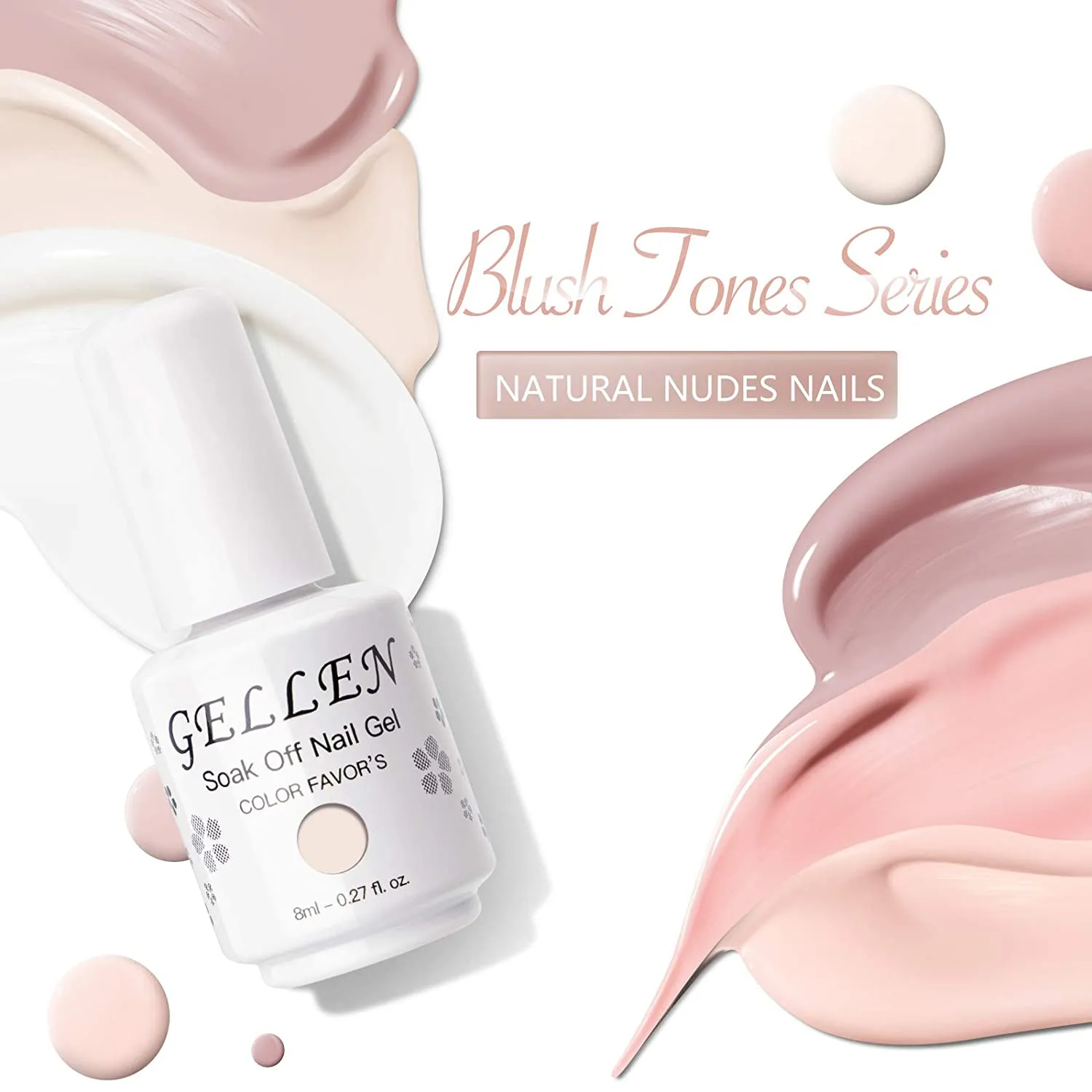 Gellen Gel Nail Polish Kit- Gentle Nudes Series Nude Neutrals 6 Colors, Warm Pastels Beige Pink Soak Off Gel Polish Set