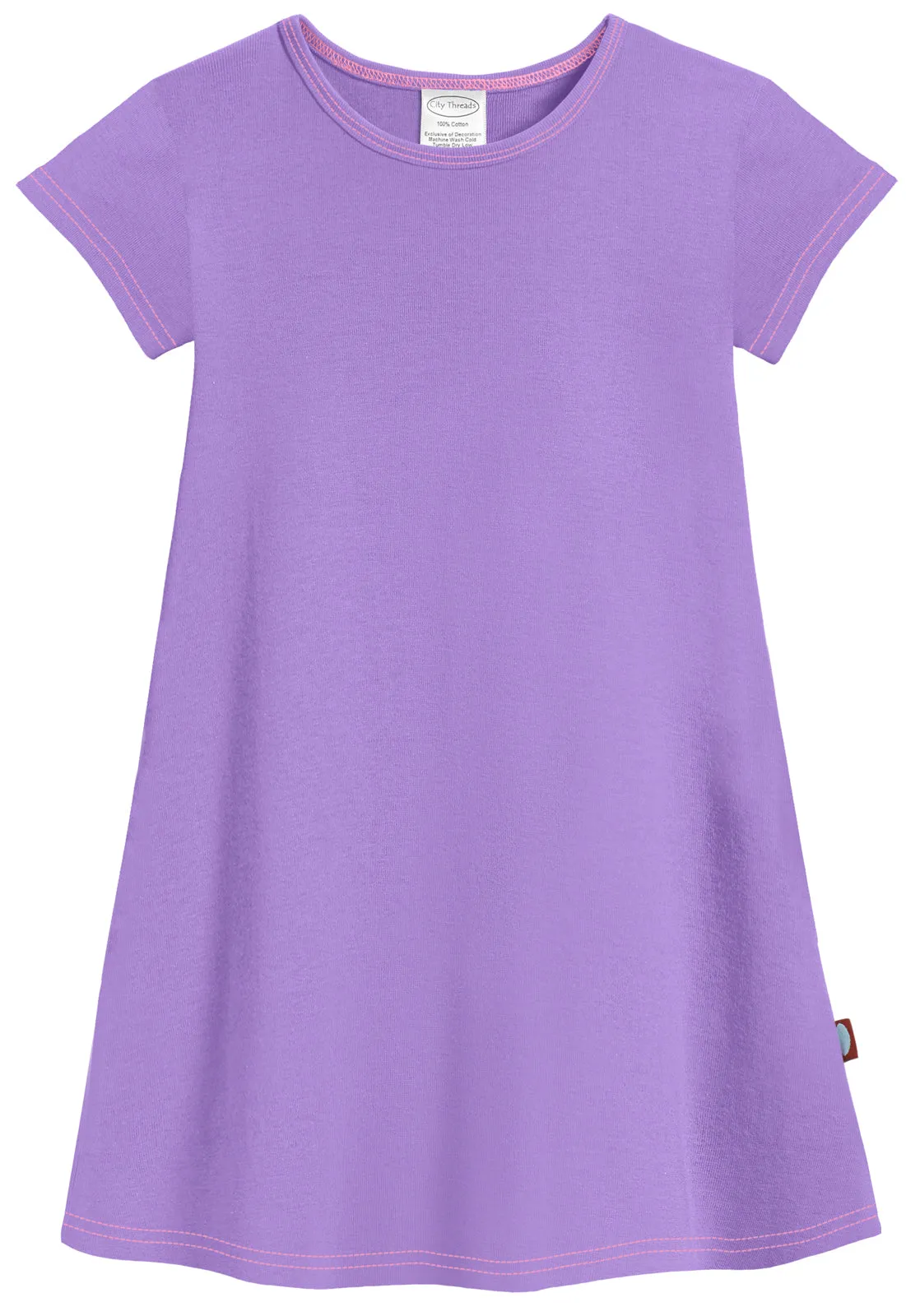 Girls Soft Cotton Jersey Cap Sleeve Dress | Deep Purple