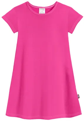 Girls Soft Cotton Jersey Cap Sleeve Dress | Hot Pink