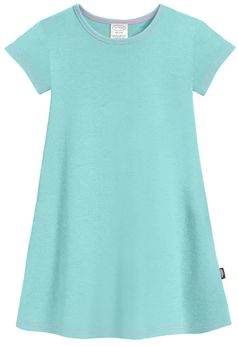 Girls Soft Cotton Jersey Cap Sleeve Dress | Wave
