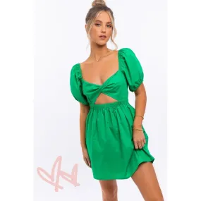 Half Sleeve Twisted Front Dress