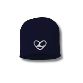 Heart Beanie, Navy/Silver
