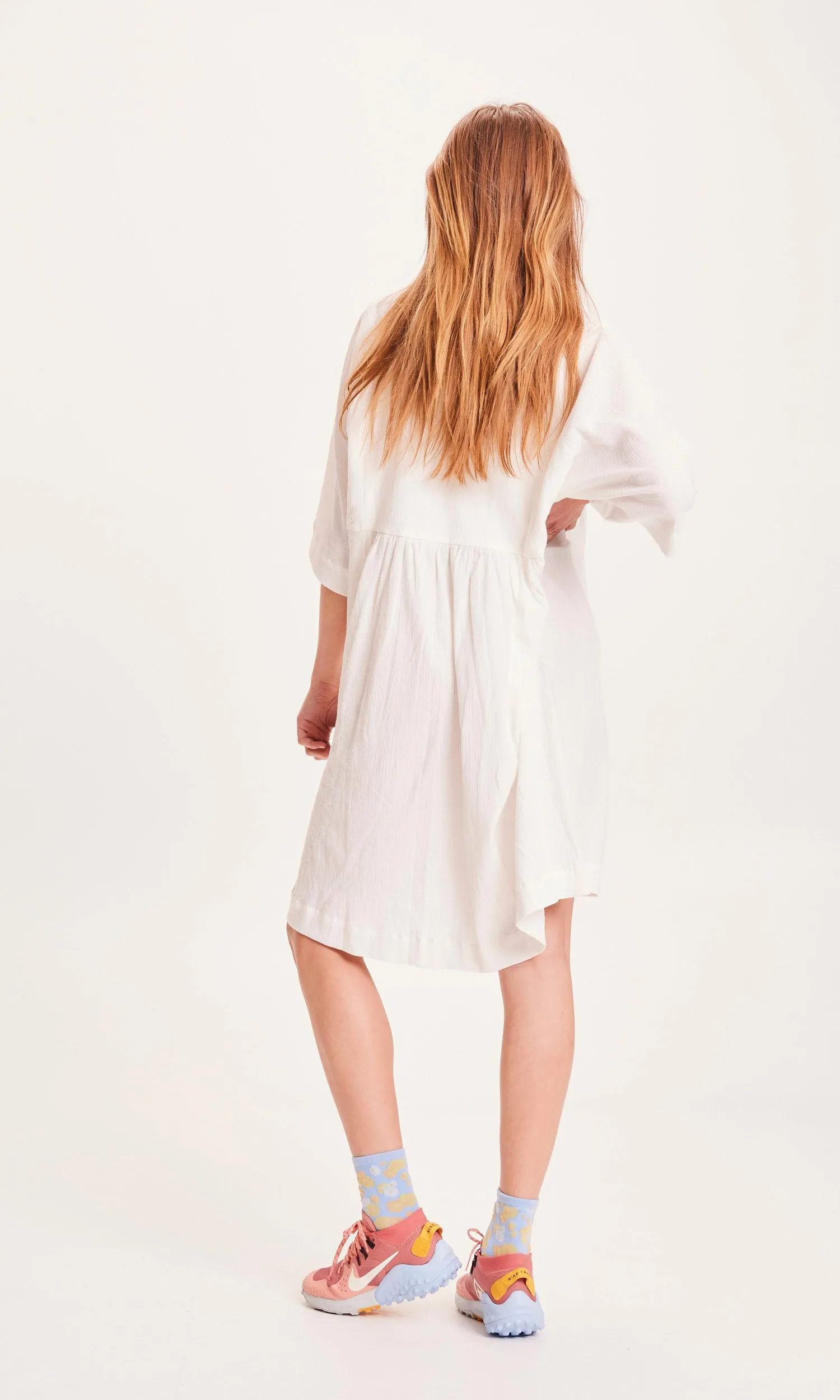 HEATHER cotton crepe A-shape dress - Snow White