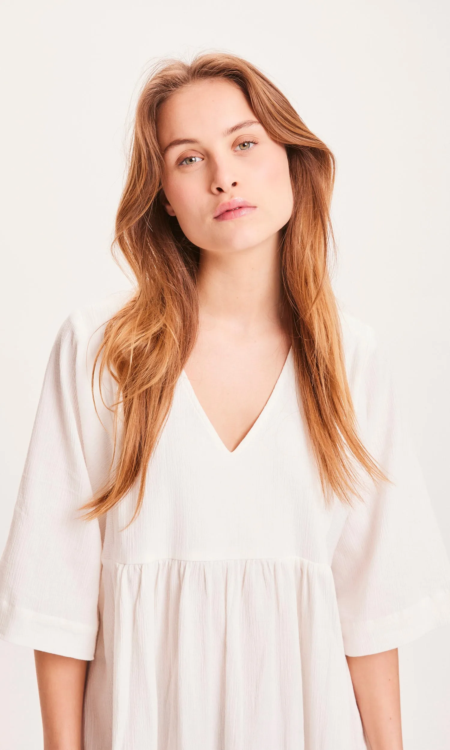 HEATHER cotton crepe A-shape dress - Snow White
