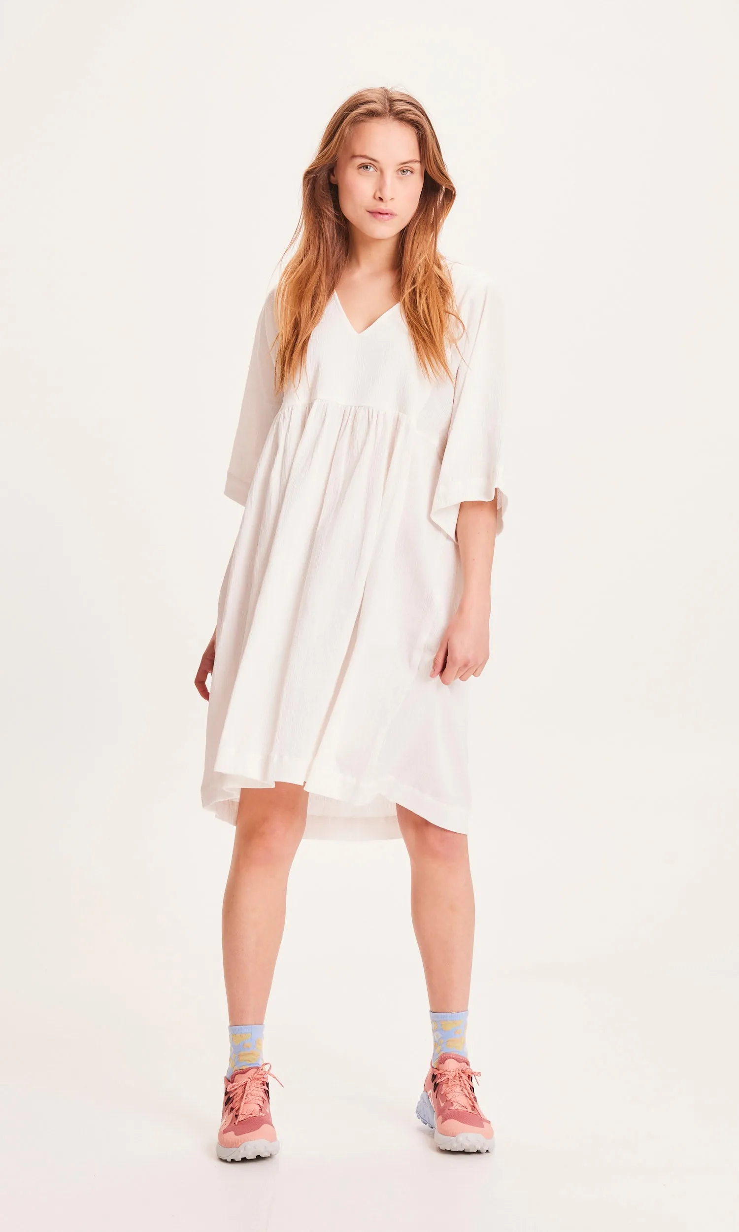 HEATHER cotton crepe A-shape dress - Snow White