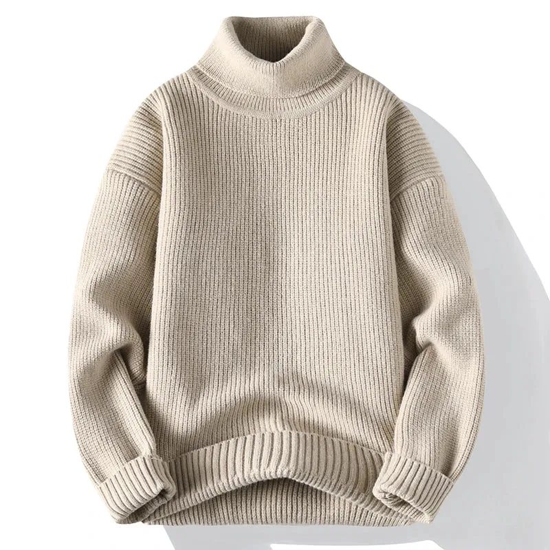 Herbst Winter Lose Herren Stricken Rollkragenpullover Einfarbig Beiläufige Gestrickte Pullover Männer Warme Mode Rollkragen Pullover Mann