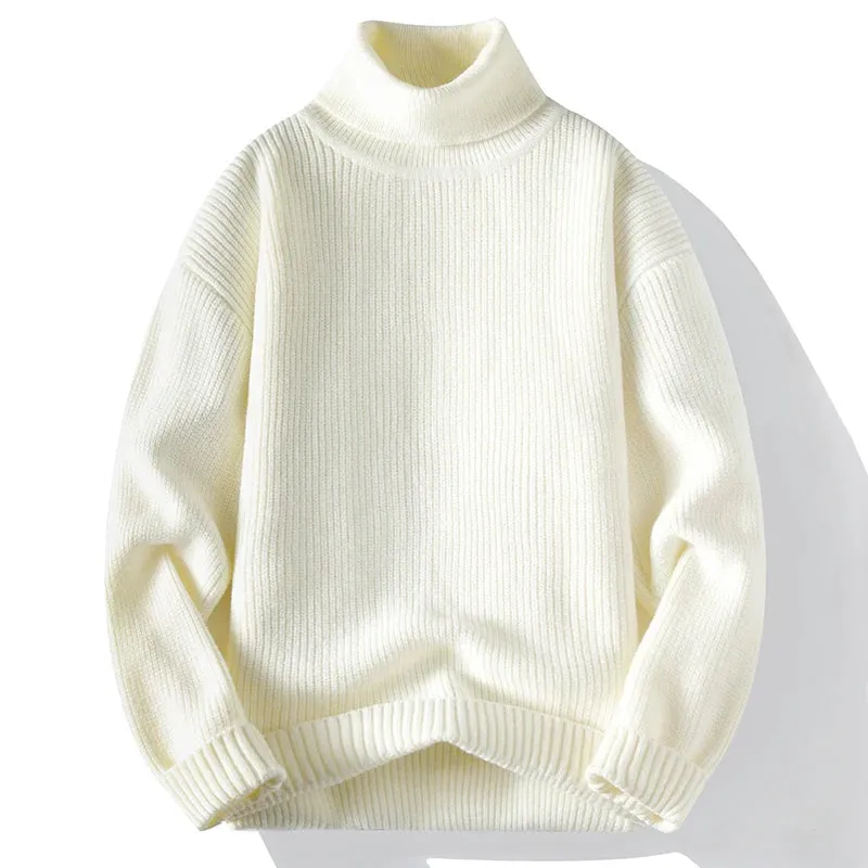 Herbst Winter Lose Herren Stricken Rollkragenpullover Einfarbig Beiläufige Gestrickte Pullover Männer Warme Mode Rollkragen Pullover Mann