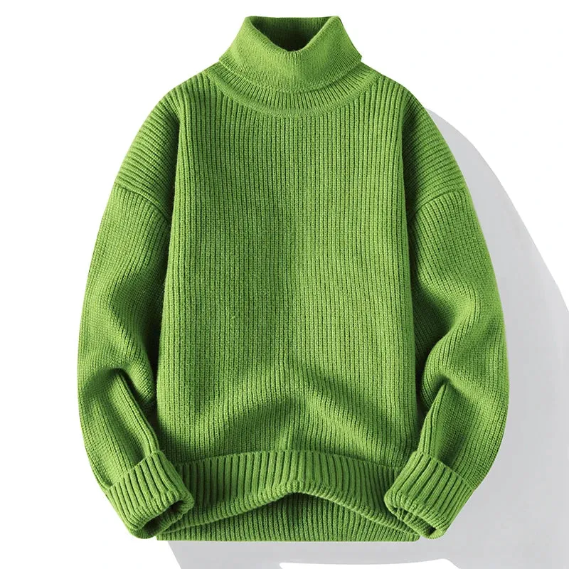 Herbst Winter Lose Herren Stricken Rollkragenpullover Einfarbig Beiläufige Gestrickte Pullover Männer Warme Mode Rollkragen Pullover Mann