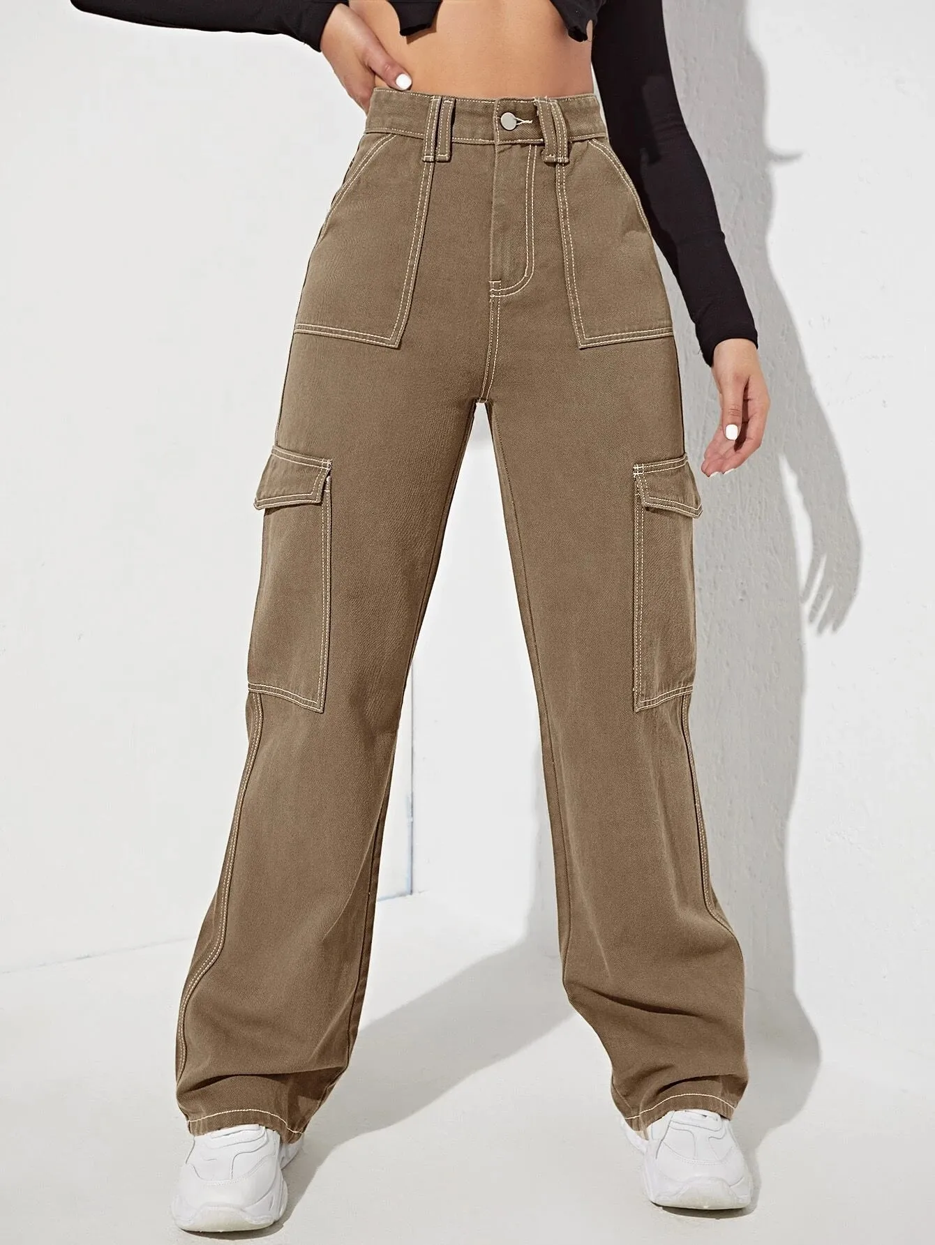 High Waist Side Pocketed Jeans