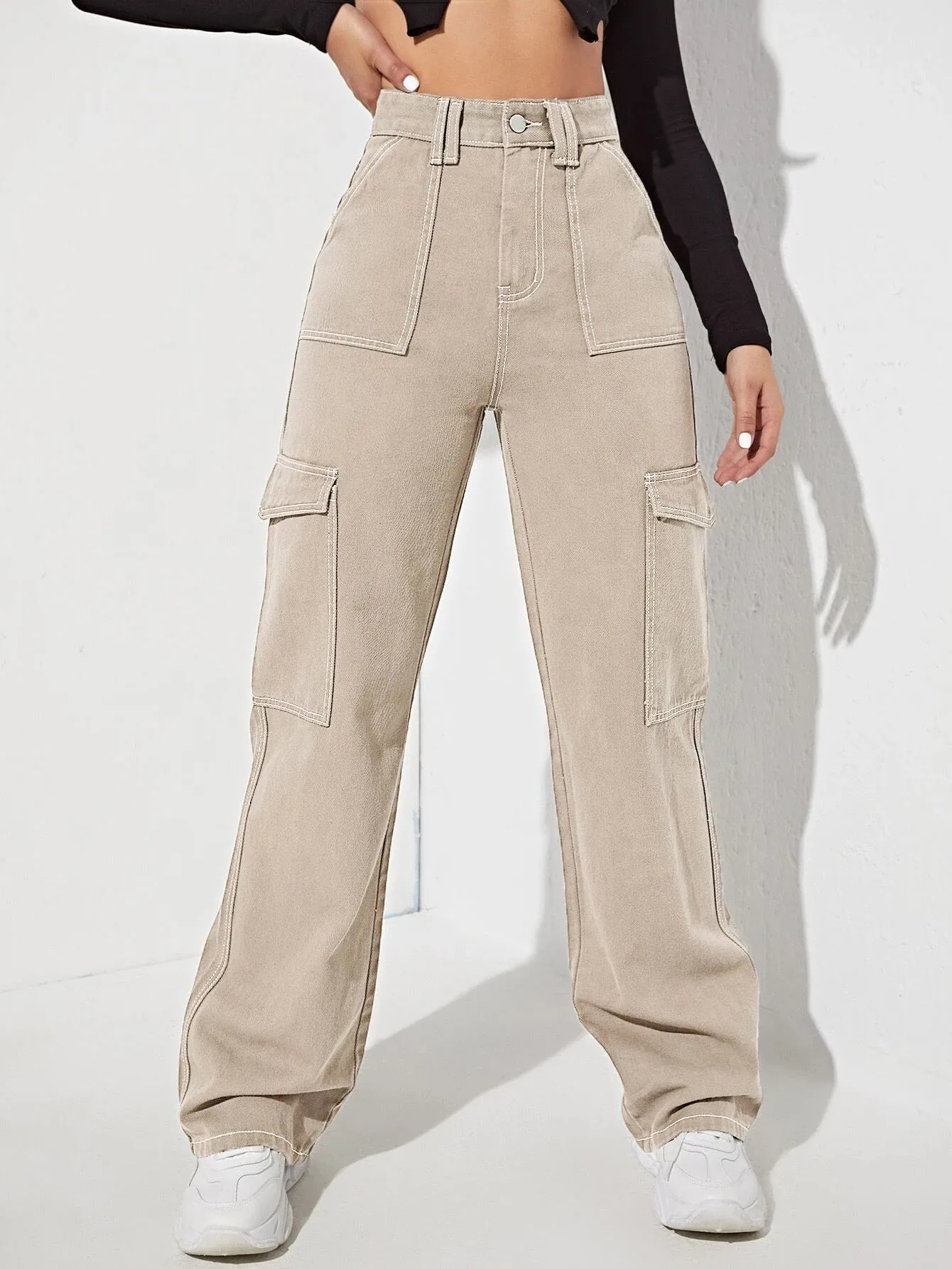 High Waist Side Pocketed Jeans