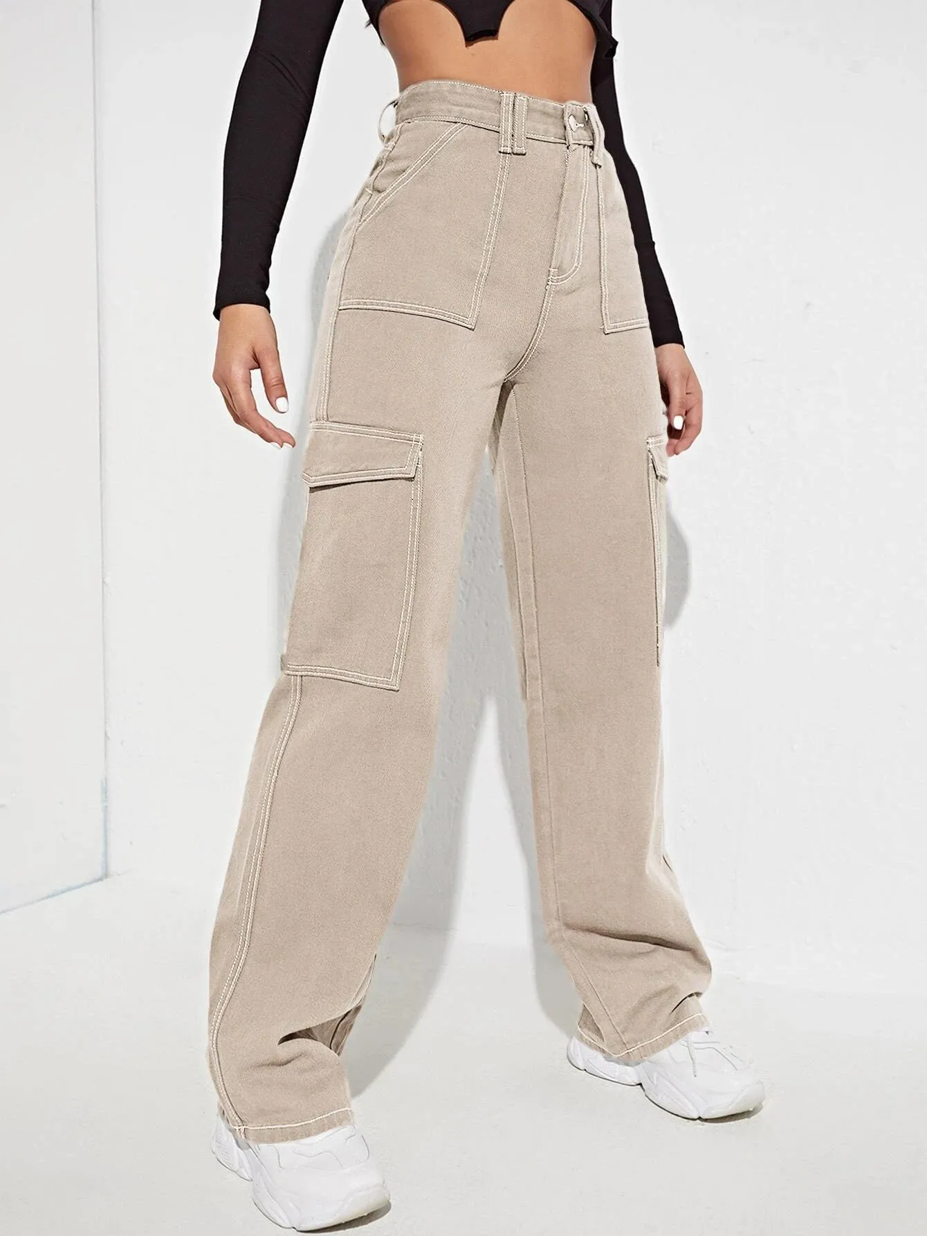 High Waist Side Pocketed Jeans