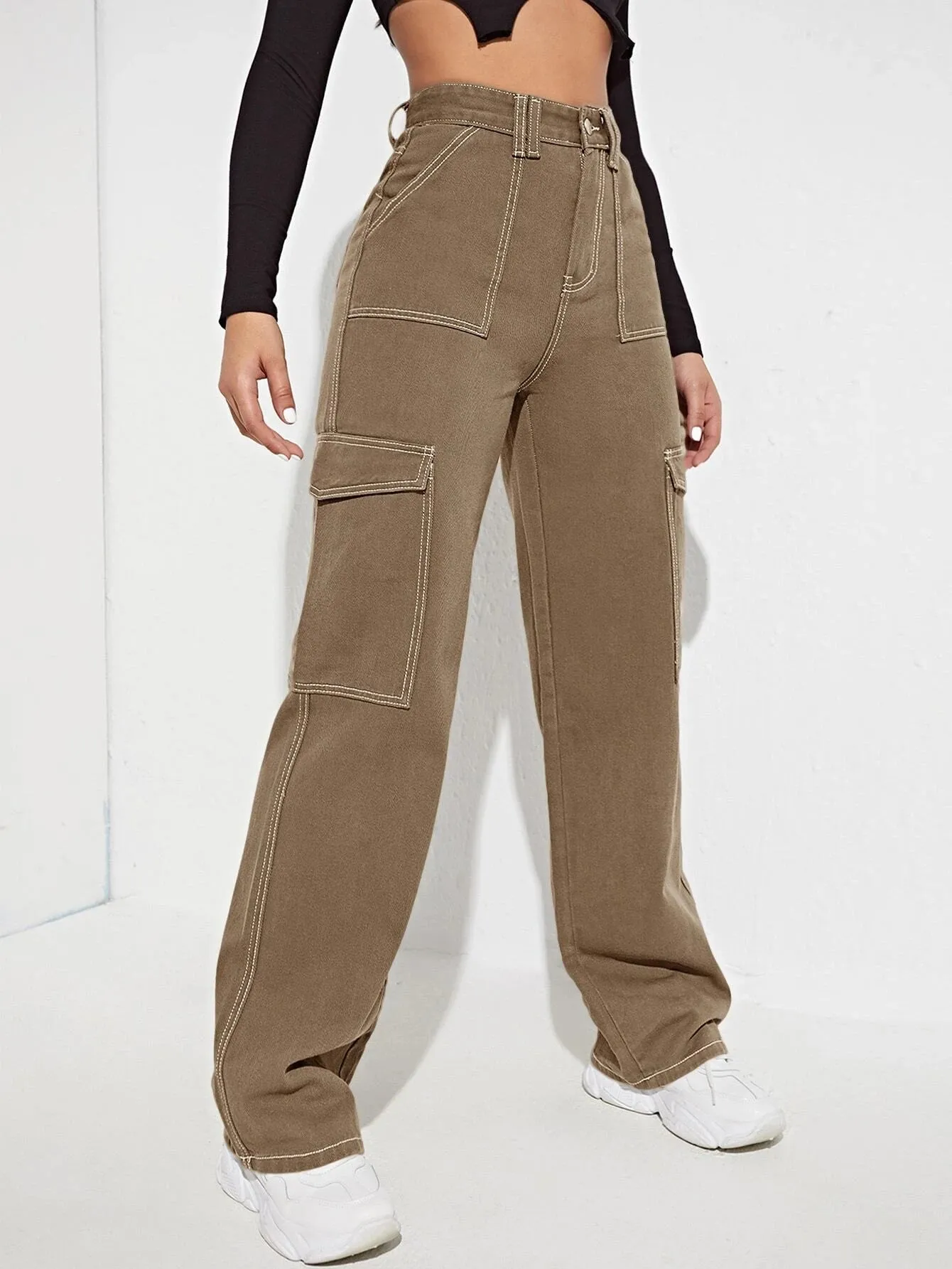 High Waist Side Pocketed Jeans