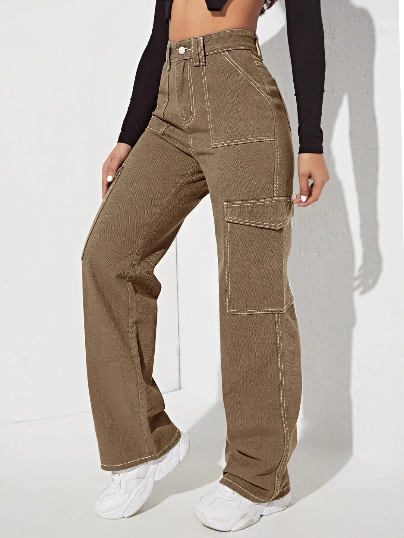 High Waist Side Pocketed Jeans