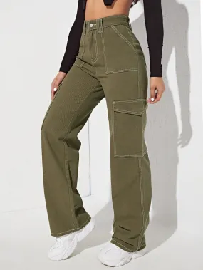 High Waist Side Pocketed Jeans