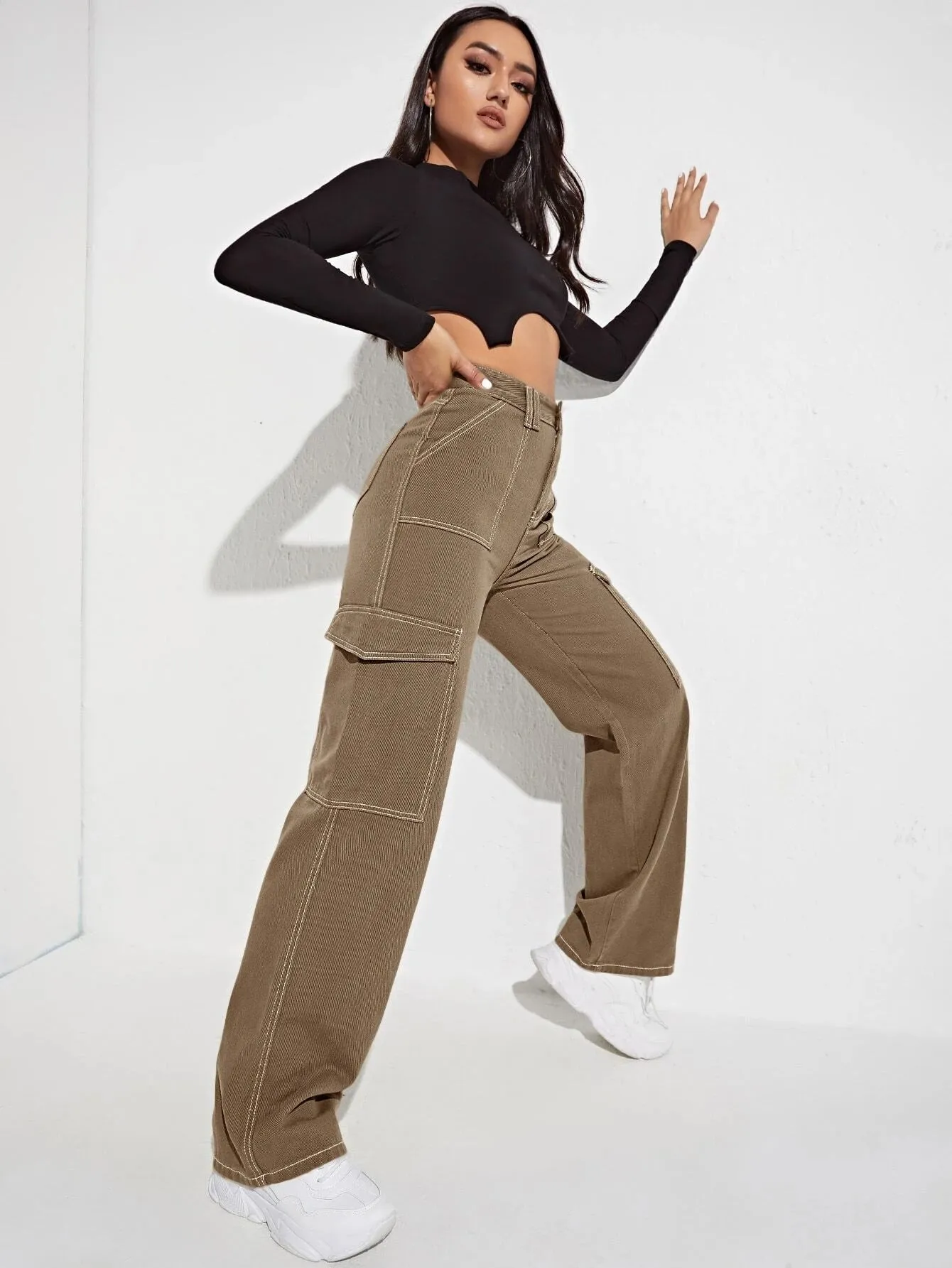 High Waist Side Pocketed Jeans