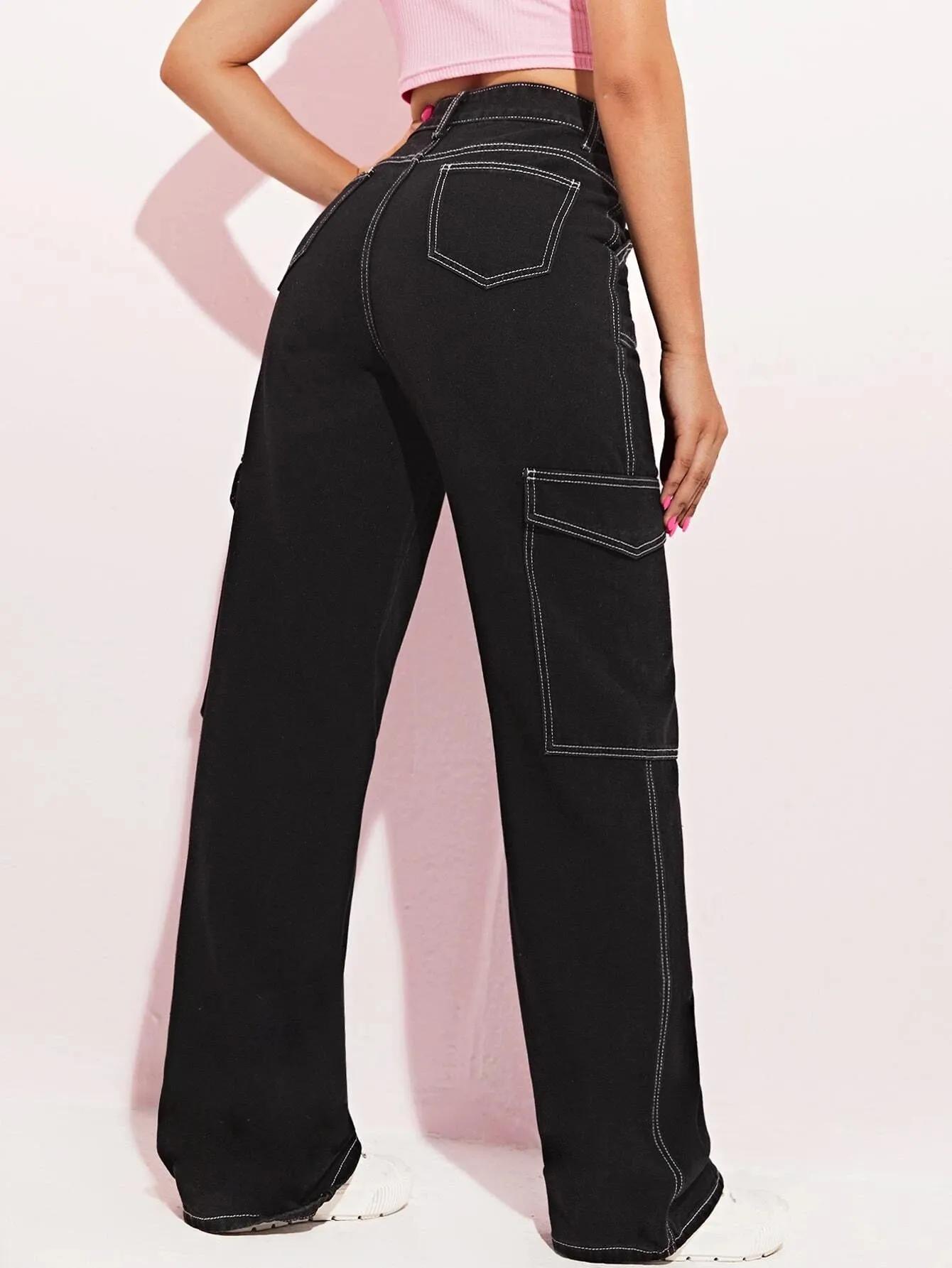 High Waist Side Pocketed Jeans