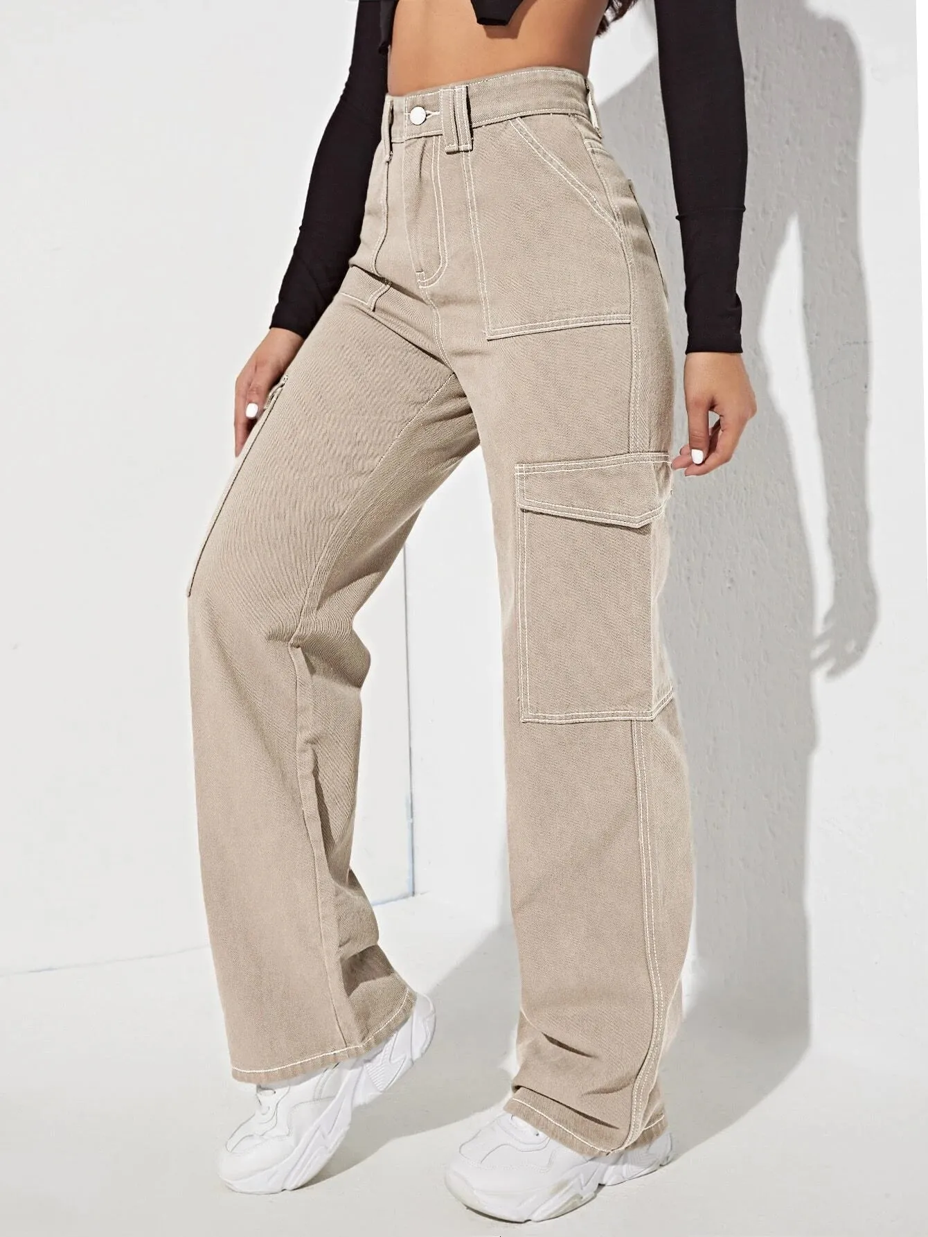 High Waist Side Pocketed Jeans
