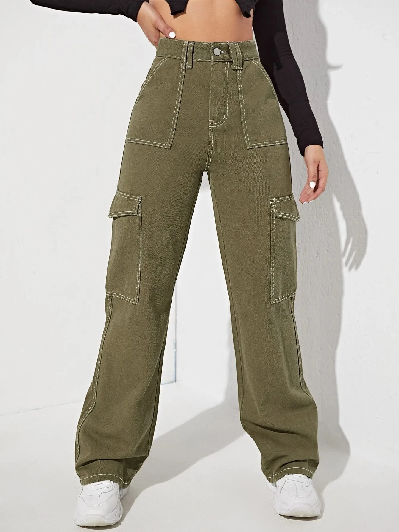 High Waist Side Pocketed Jeans