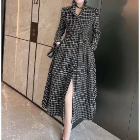 Houndstooth plaid coat