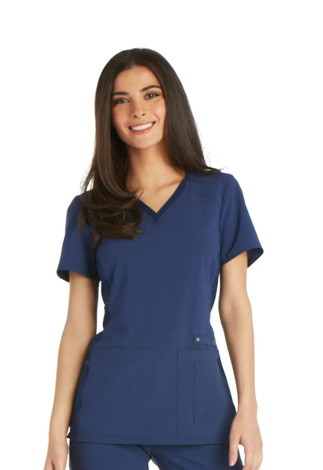 Iflex - Women's V-Neck Knit Panel Solid Top