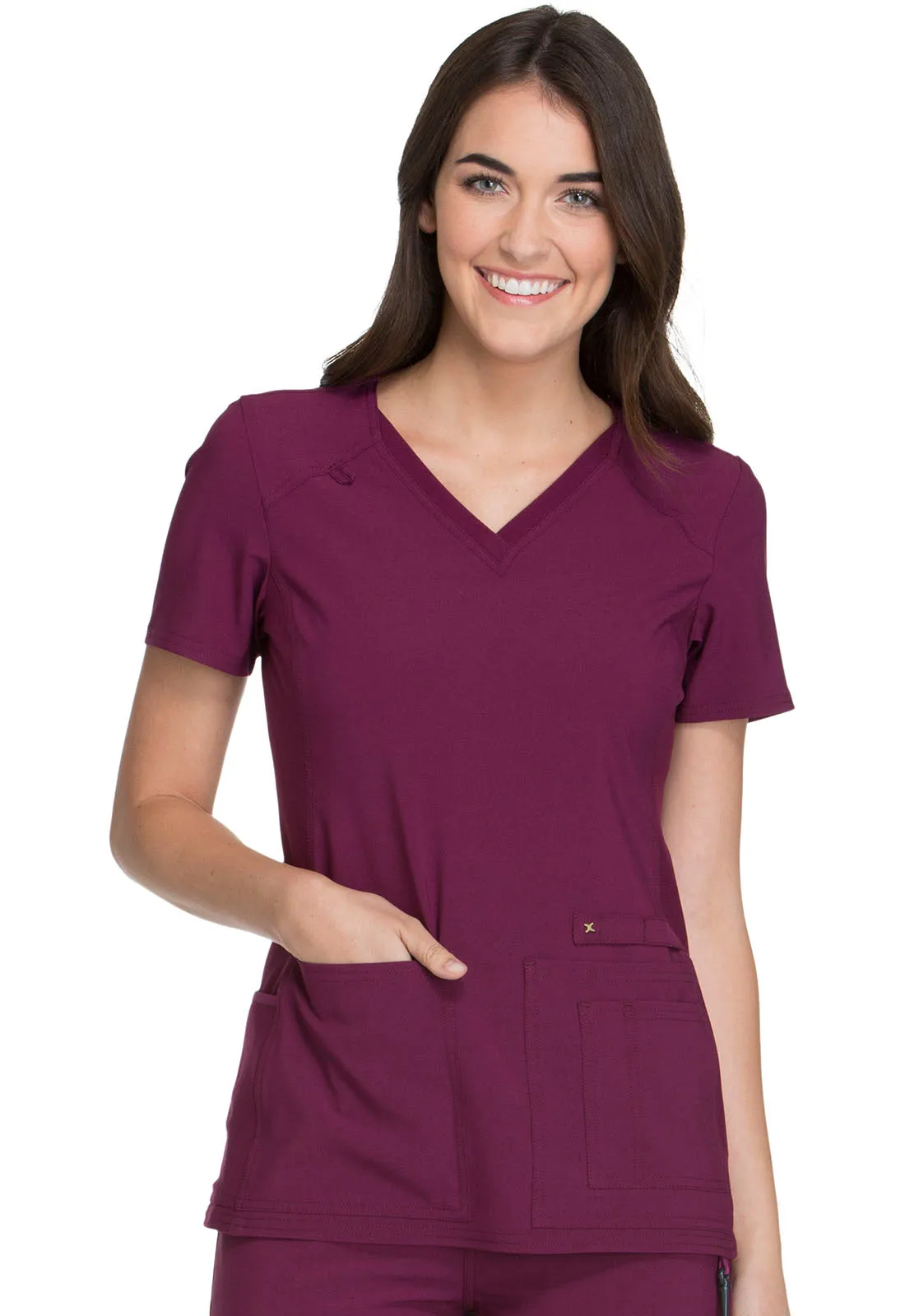 Iflex - Women's V-Neck Knit Panel Solid Top
