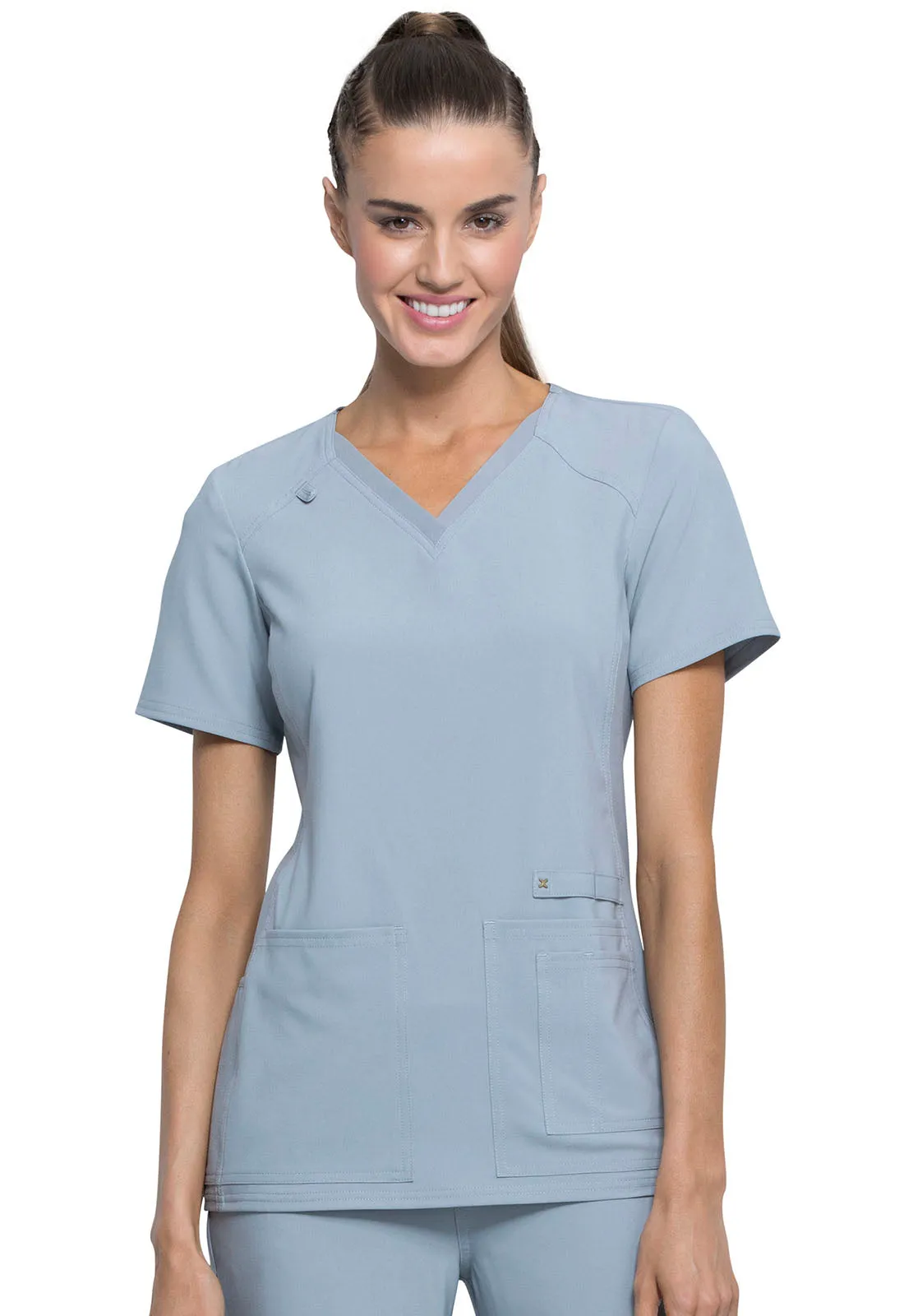 Iflex - Women's V-Neck Knit Panel Solid Top