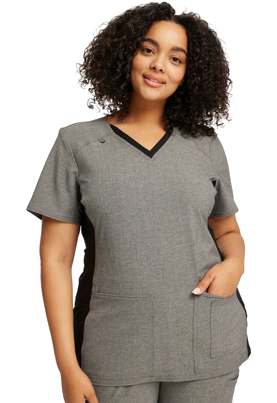 Iflex - Women's V-Neck Knit Panel Solid Top