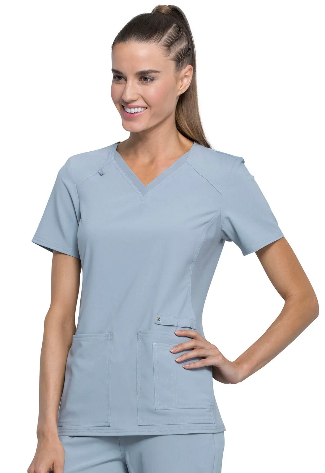 Iflex - Women's V-Neck Knit Panel Solid Top