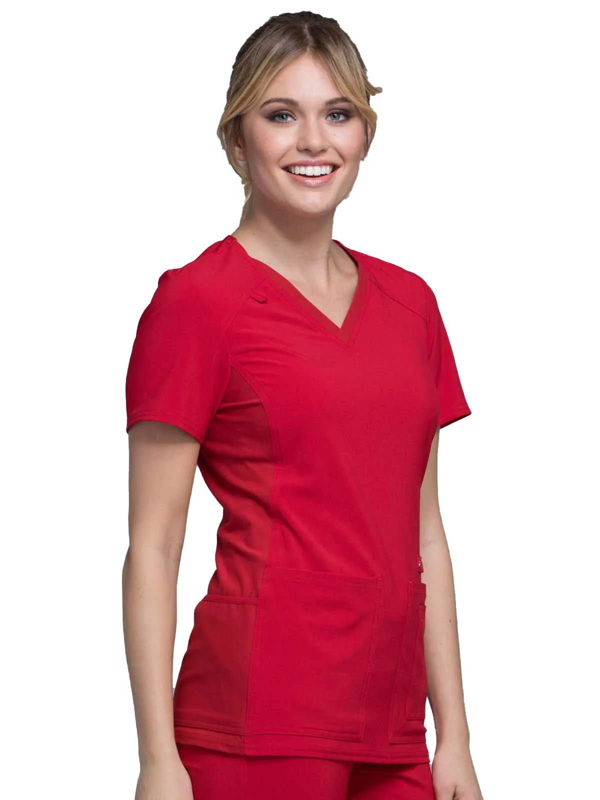 Iflex - Women's V-Neck Knit Panel Solid Top