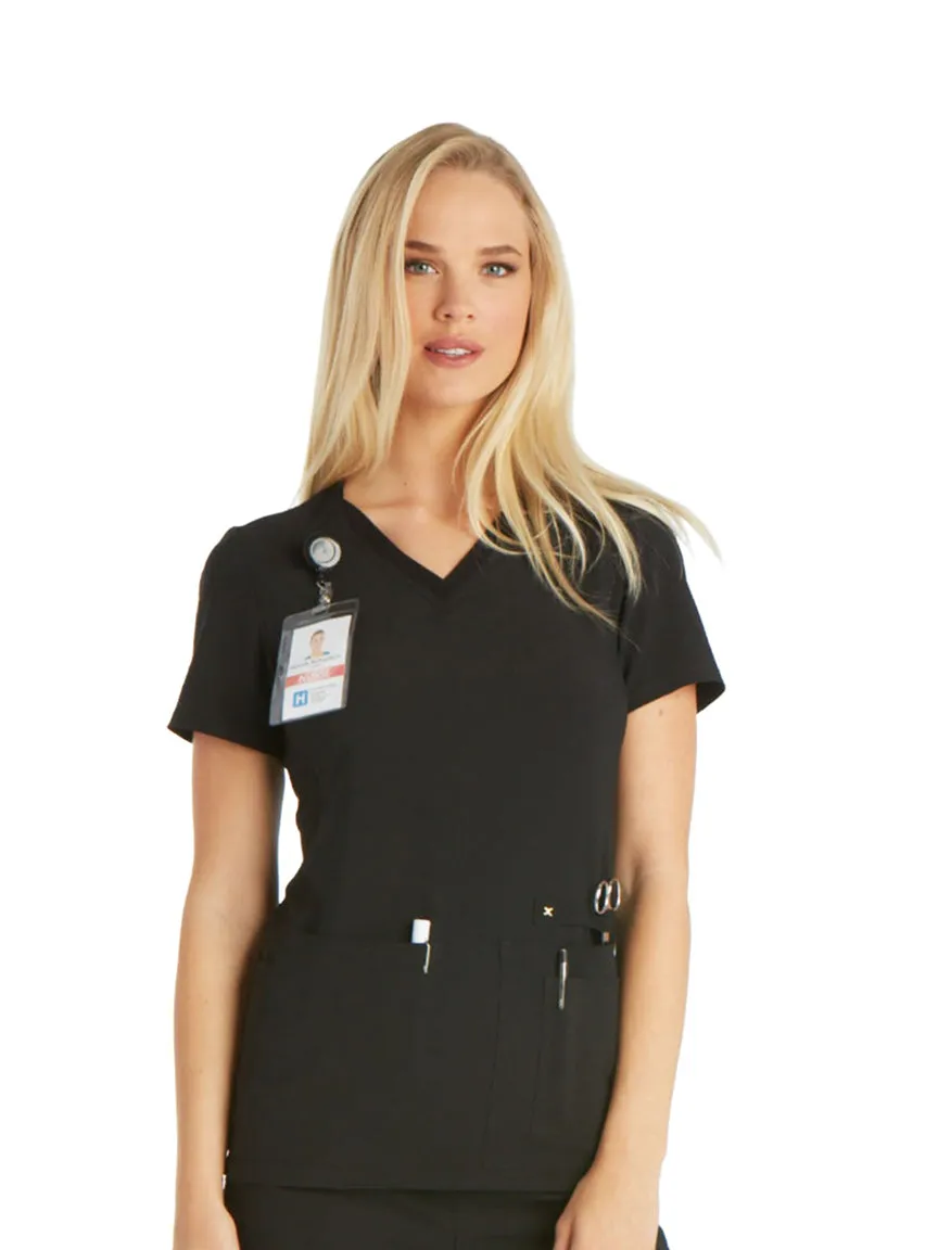 Iflex - Women's V-Neck Knit Panel Solid Top