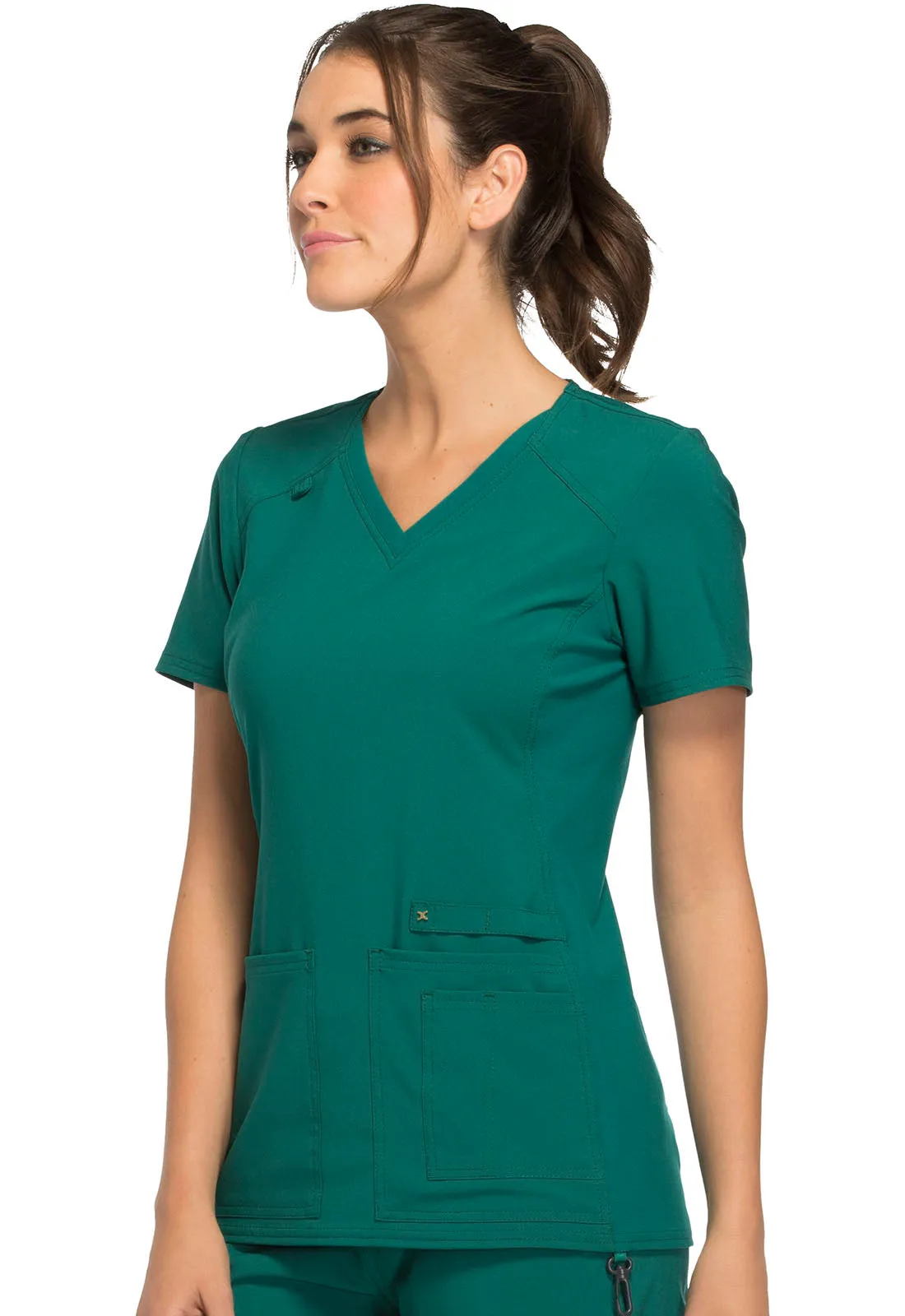 Iflex - Women's V-Neck Knit Panel Solid Top