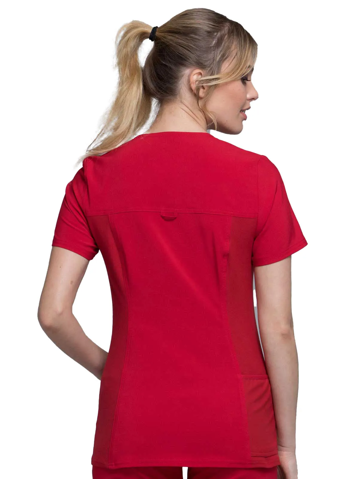 Iflex - Women's V-Neck Knit Panel Solid Top
