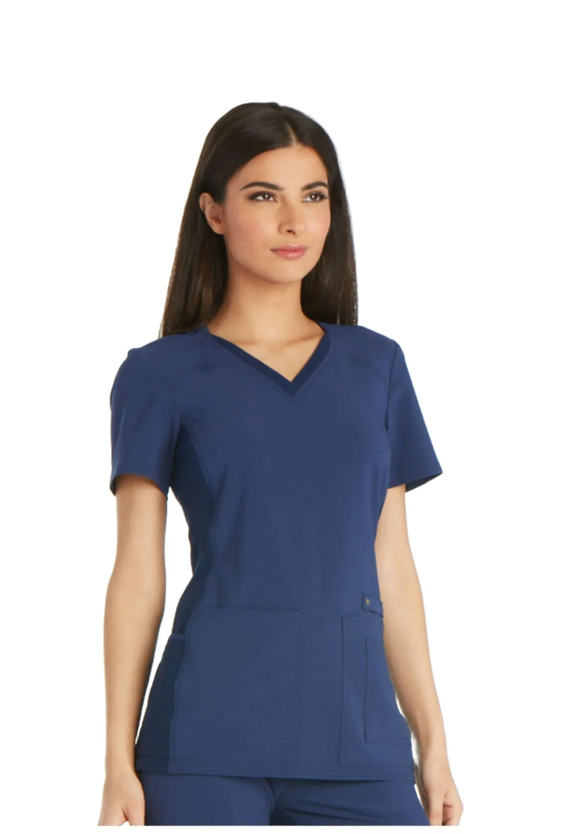 Iflex - Women's V-Neck Knit Panel Solid Top