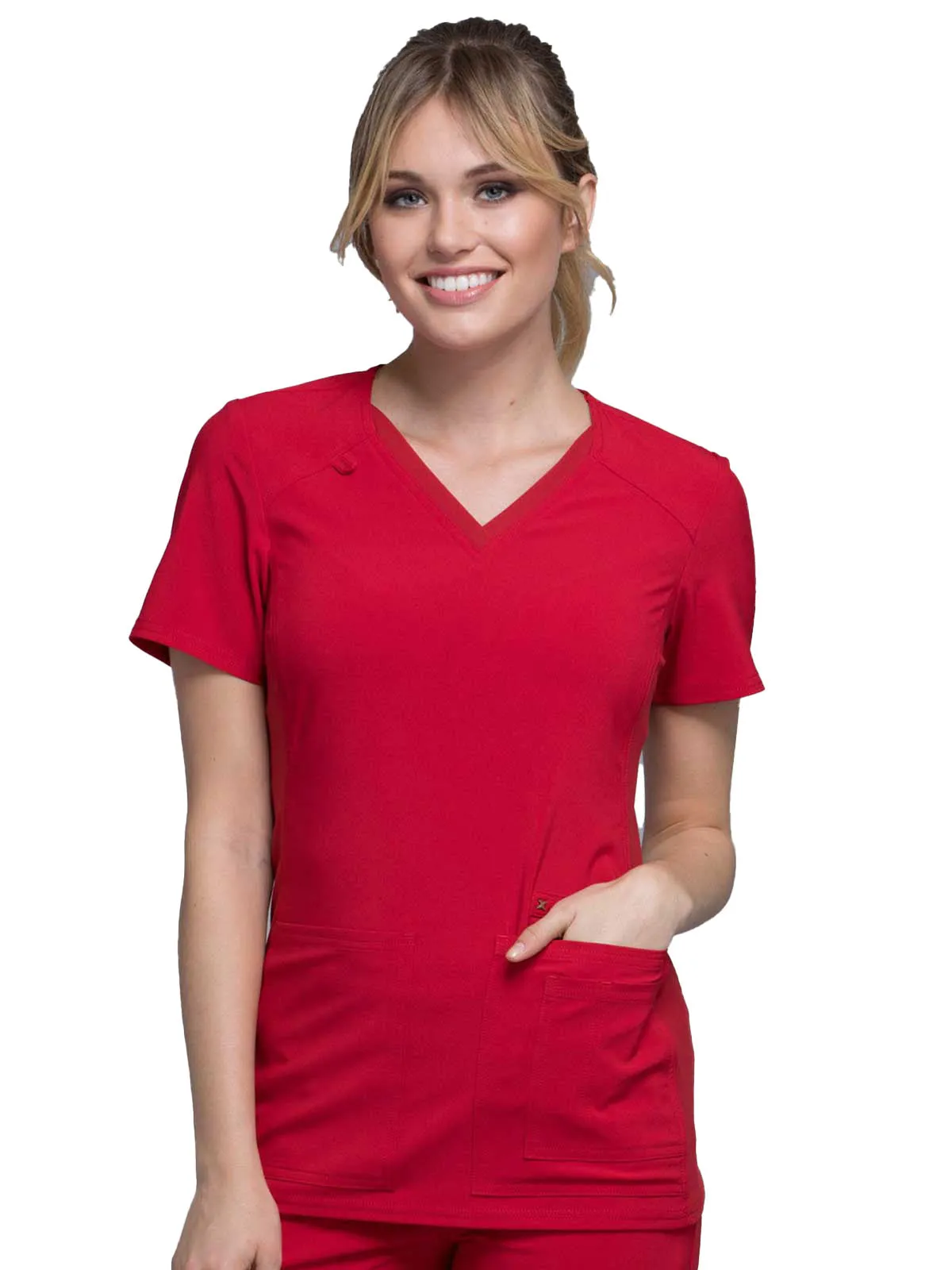 Iflex - Women's V-Neck Knit Panel Solid Top