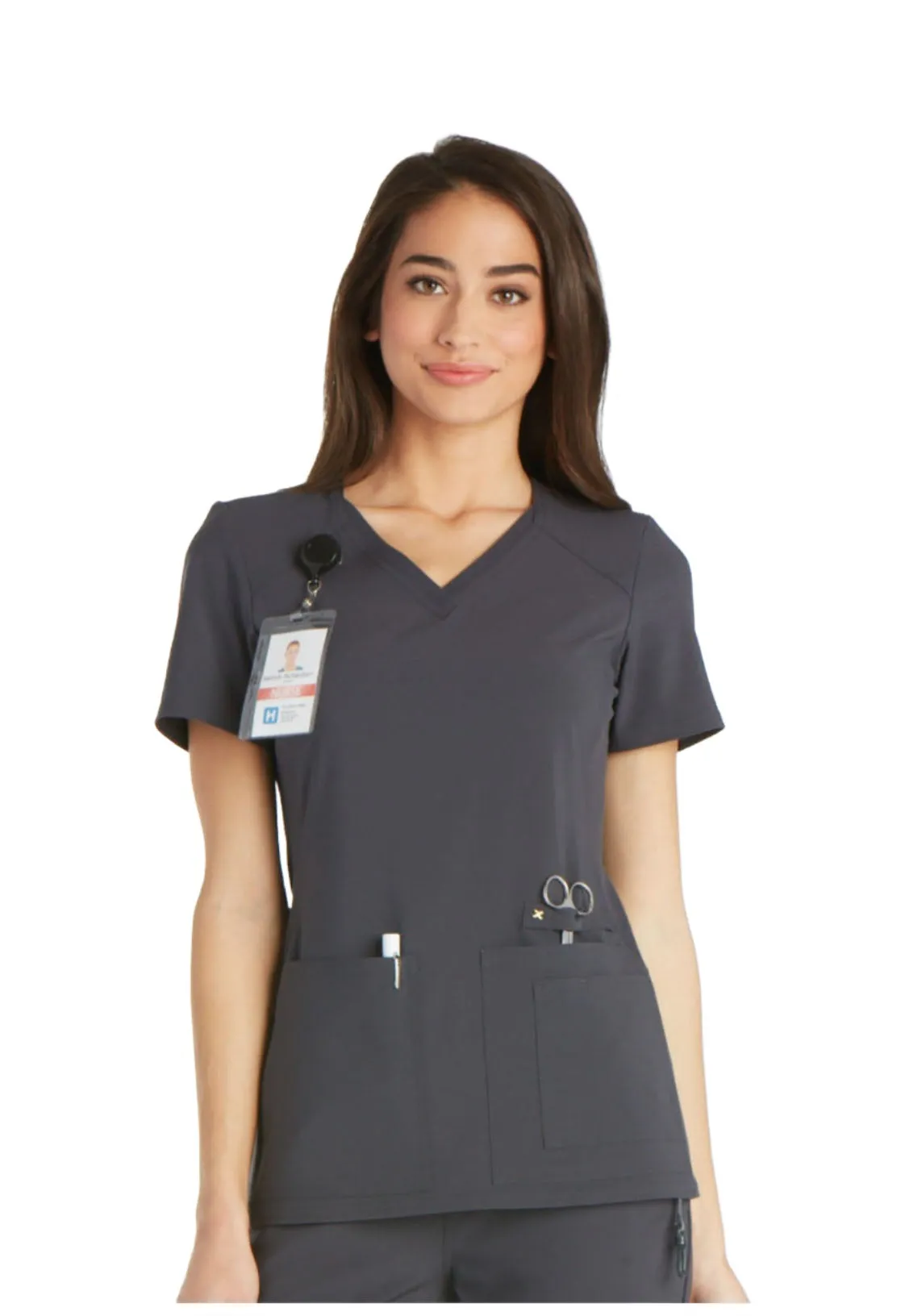 Iflex - Women's V-Neck Knit Panel Solid Top
