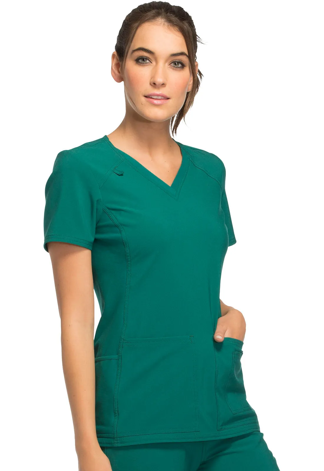 Iflex - Women's V-Neck Knit Panel Solid Top