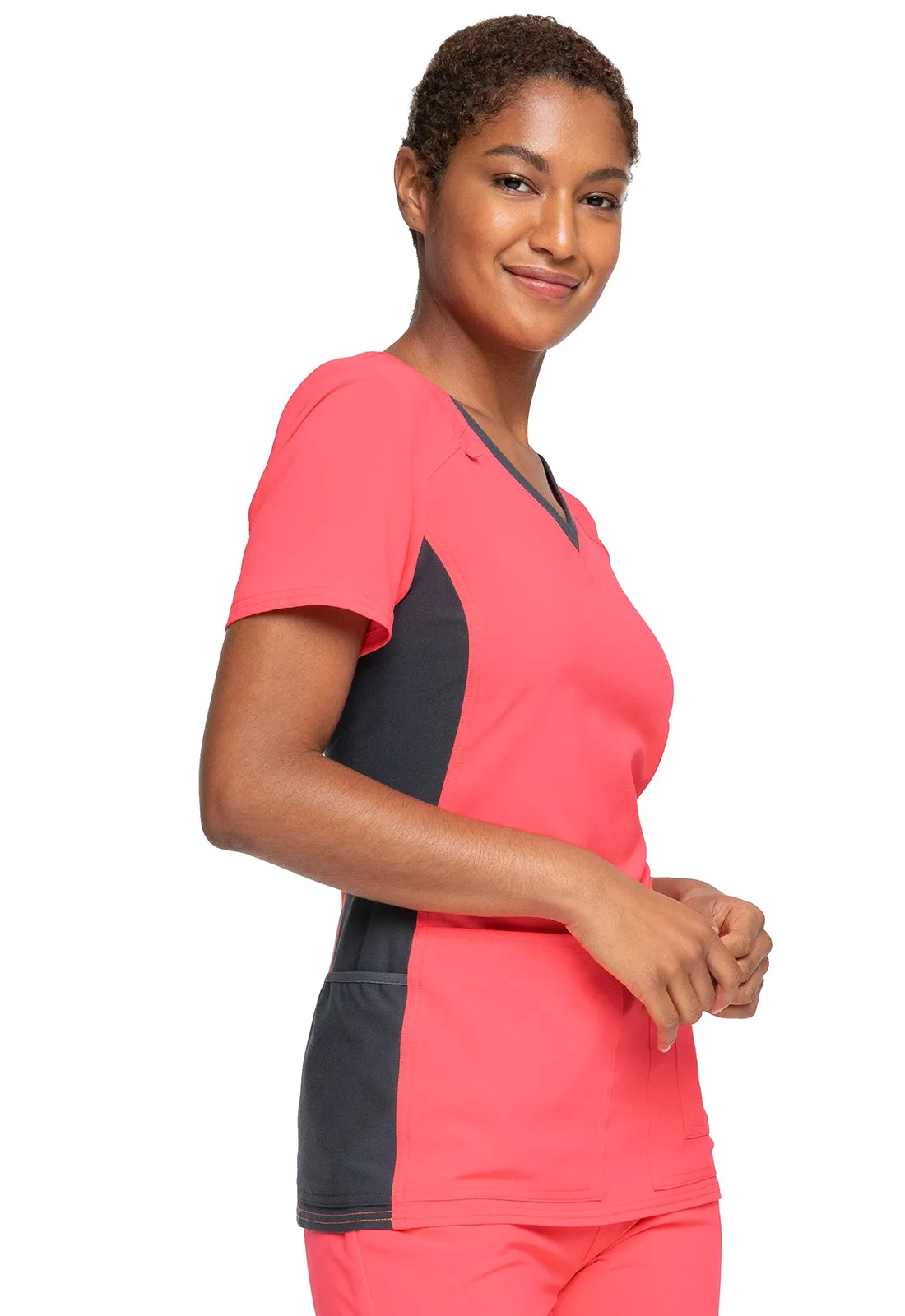 Iflex - Women's V-Neck Knit Panel Solid Top