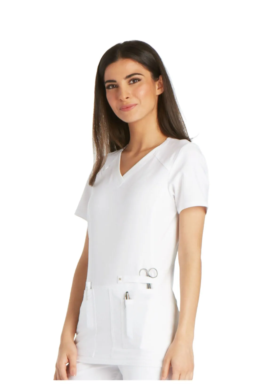 Iflex - Women's V-Neck Knit Panel Solid Top