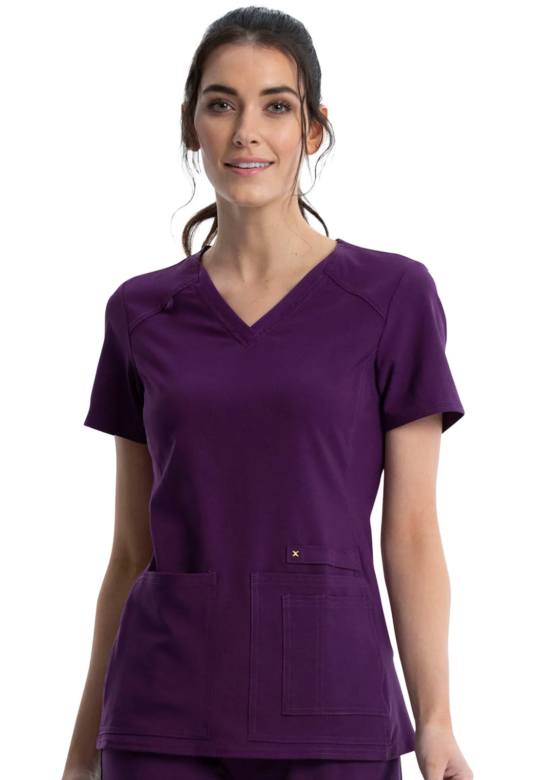 Iflex - Women's V-Neck Knit Panel Solid Top