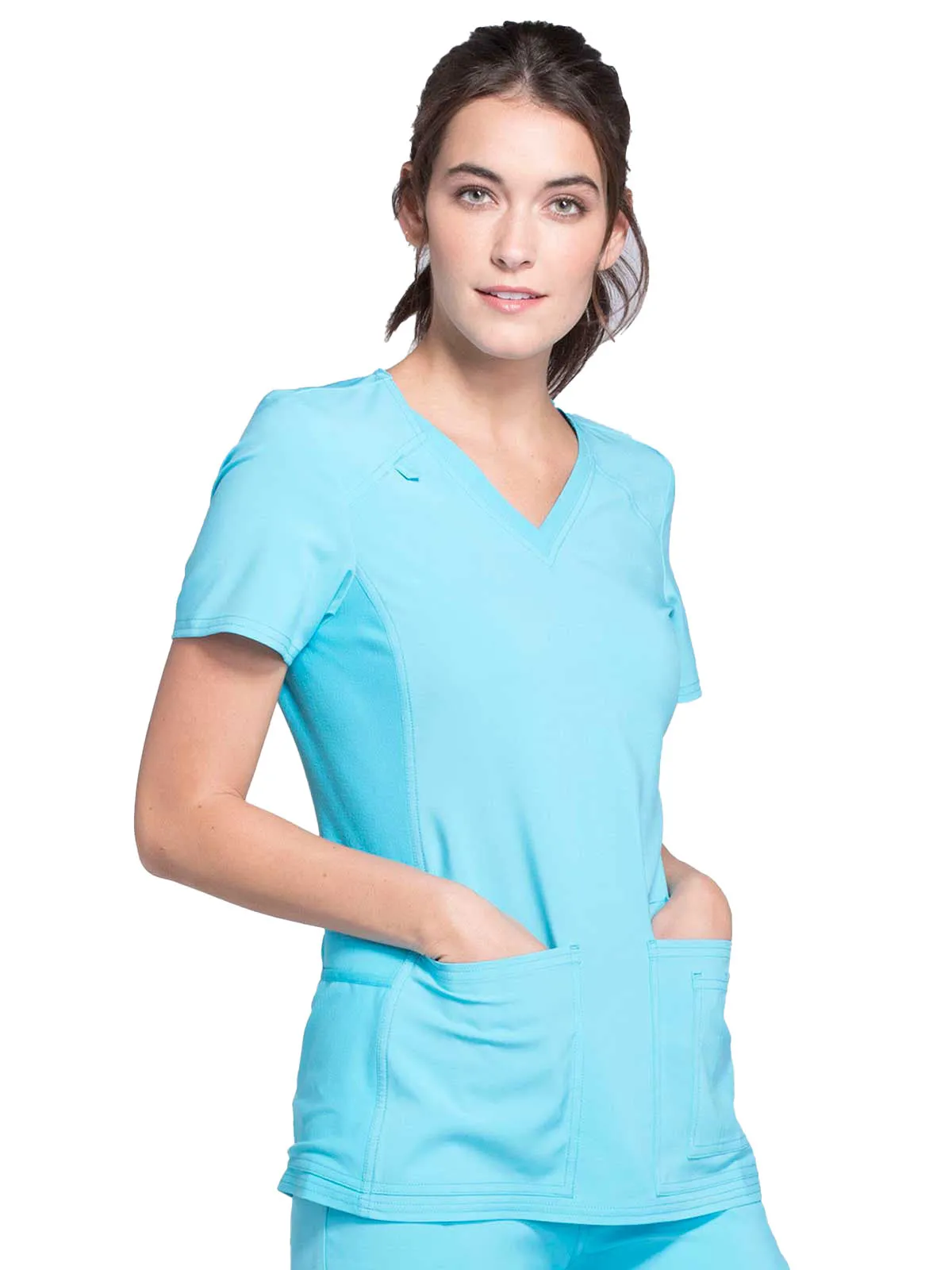 Iflex - Women's V-Neck Knit Panel Solid Top