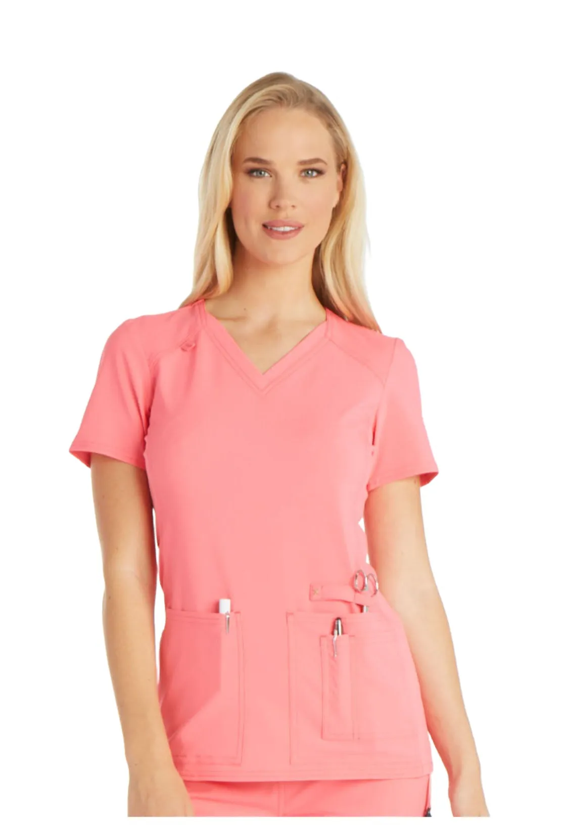 Iflex - Women's V-Neck Knit Panel Solid Top
