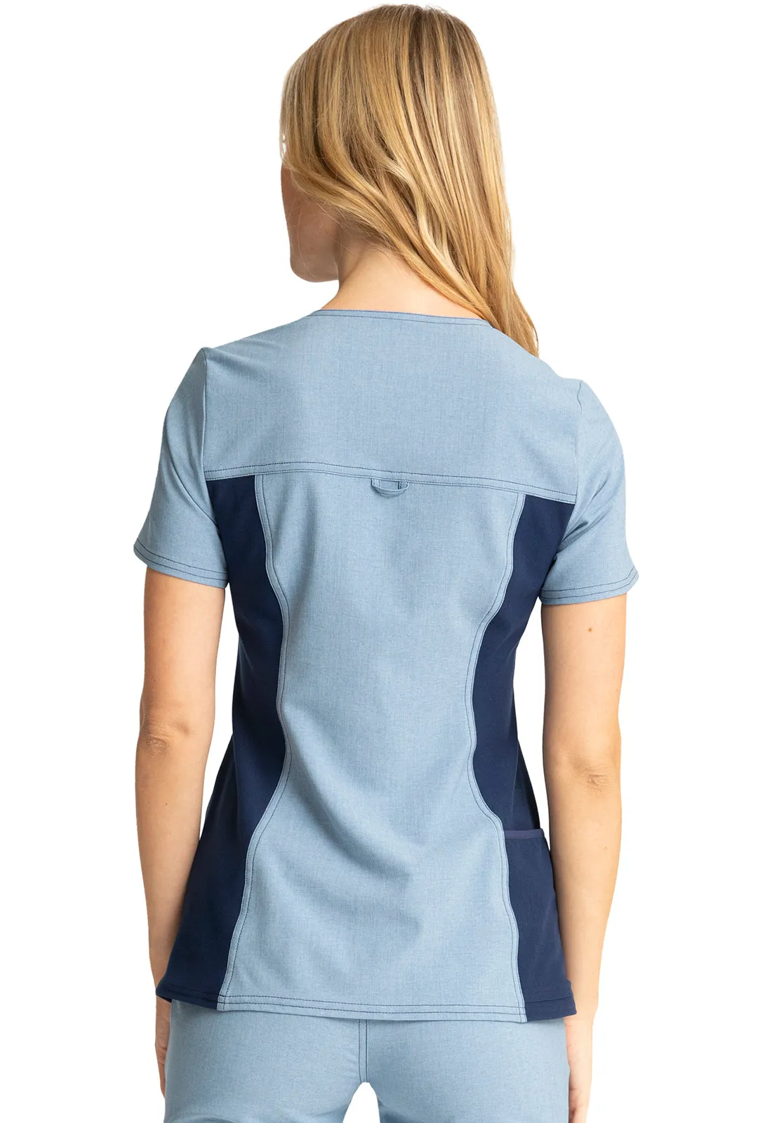 Iflex - Women's V-Neck Knit Panel Solid Top