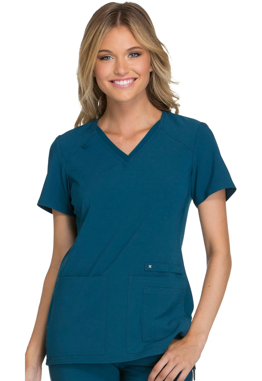 Iflex - Women's V-Neck Knit Panel Solid Top