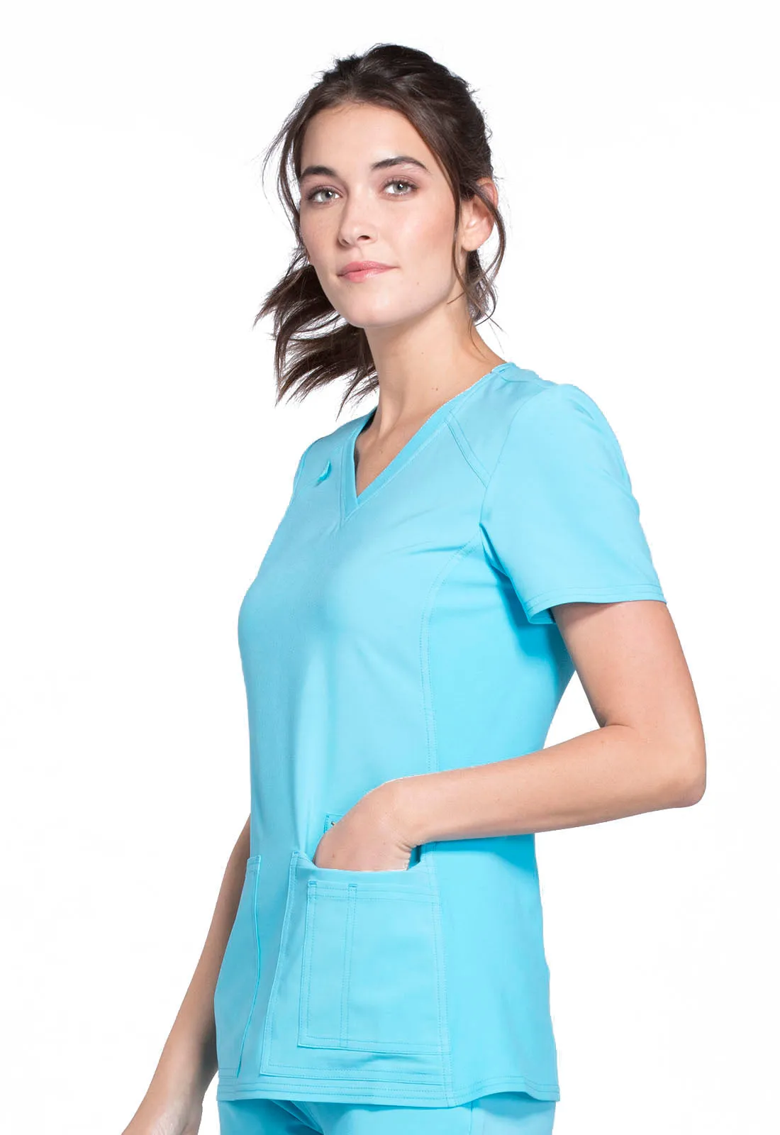 Iflex - Women's V-Neck Knit Panel Solid Top