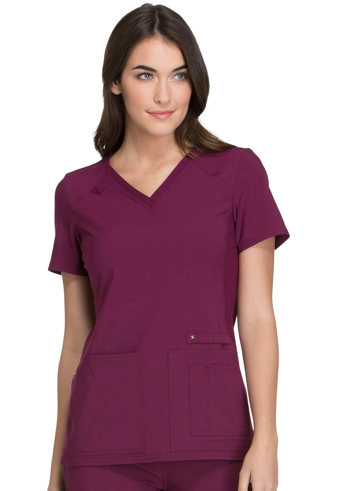 Iflex - Women's V-Neck Knit Panel Solid Top