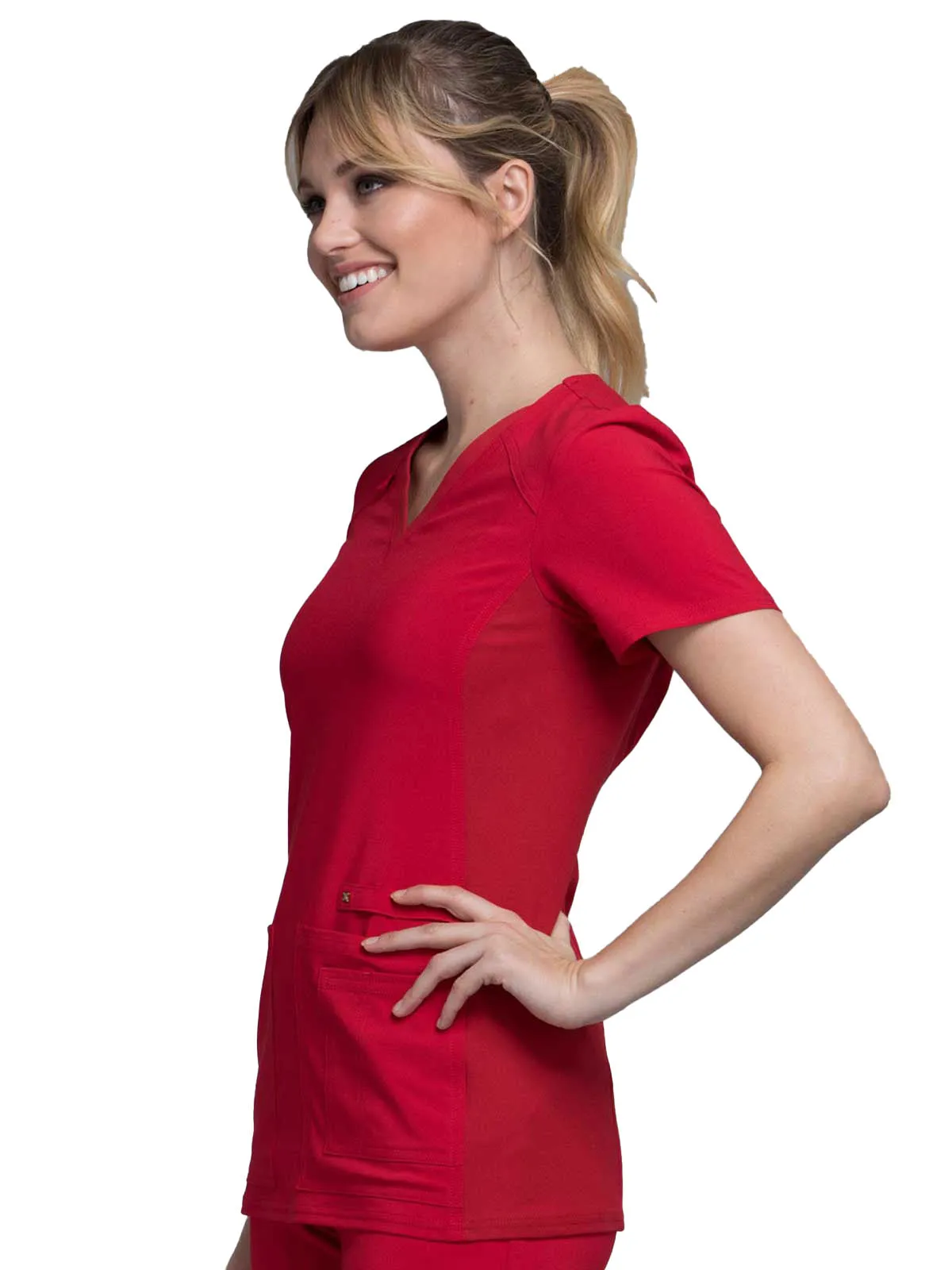 Iflex - Women's V-Neck Knit Panel Solid Top