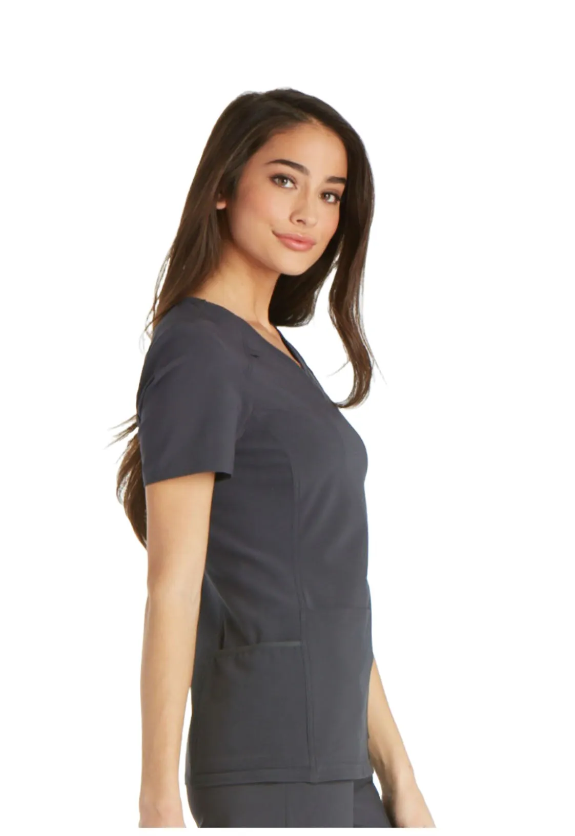 Iflex - Women's V-Neck Knit Panel Solid Top