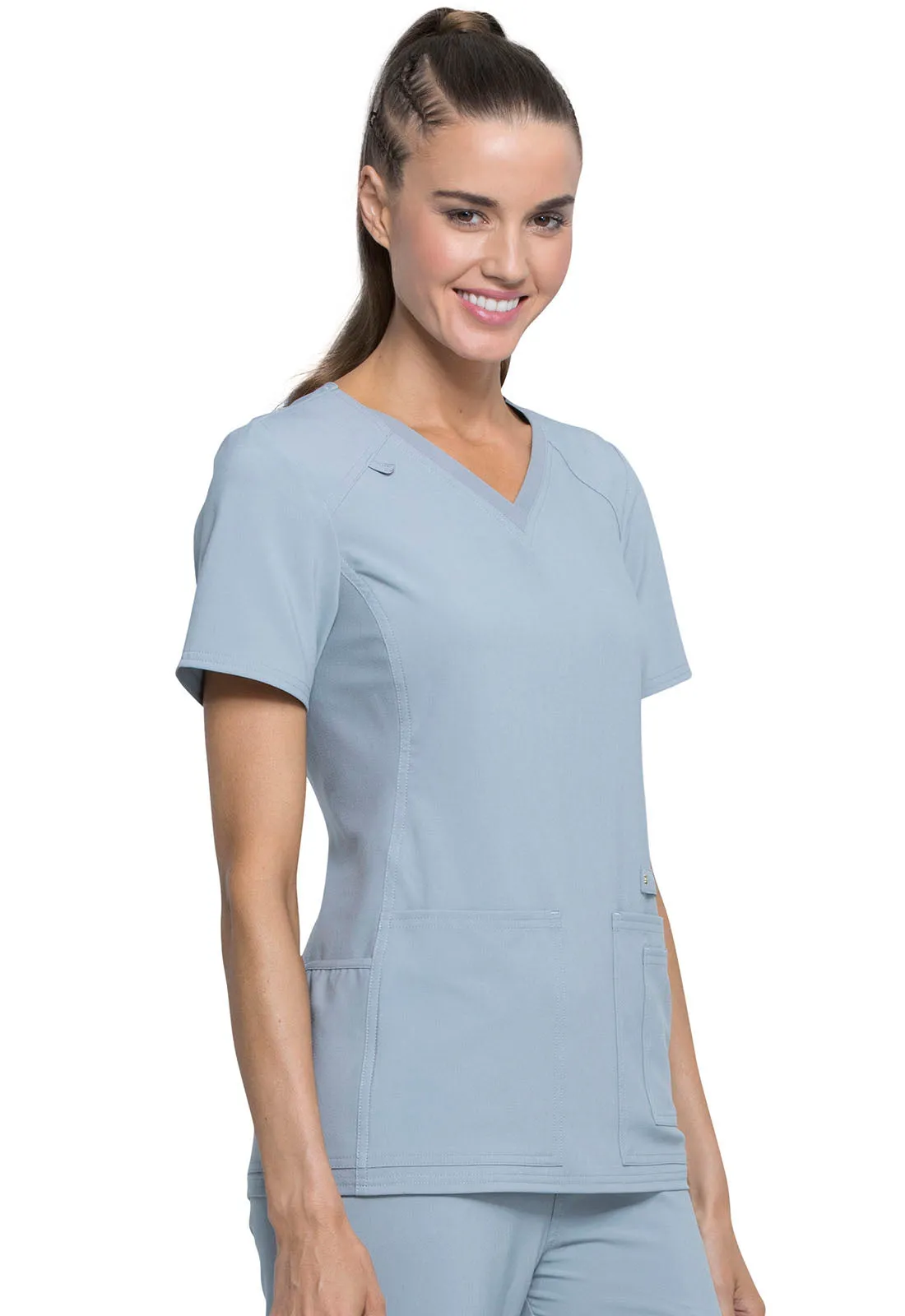 Iflex - Women's V-Neck Knit Panel Solid Top