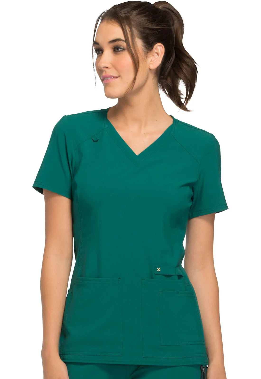 Iflex - Women's V-Neck Knit Panel Solid Top